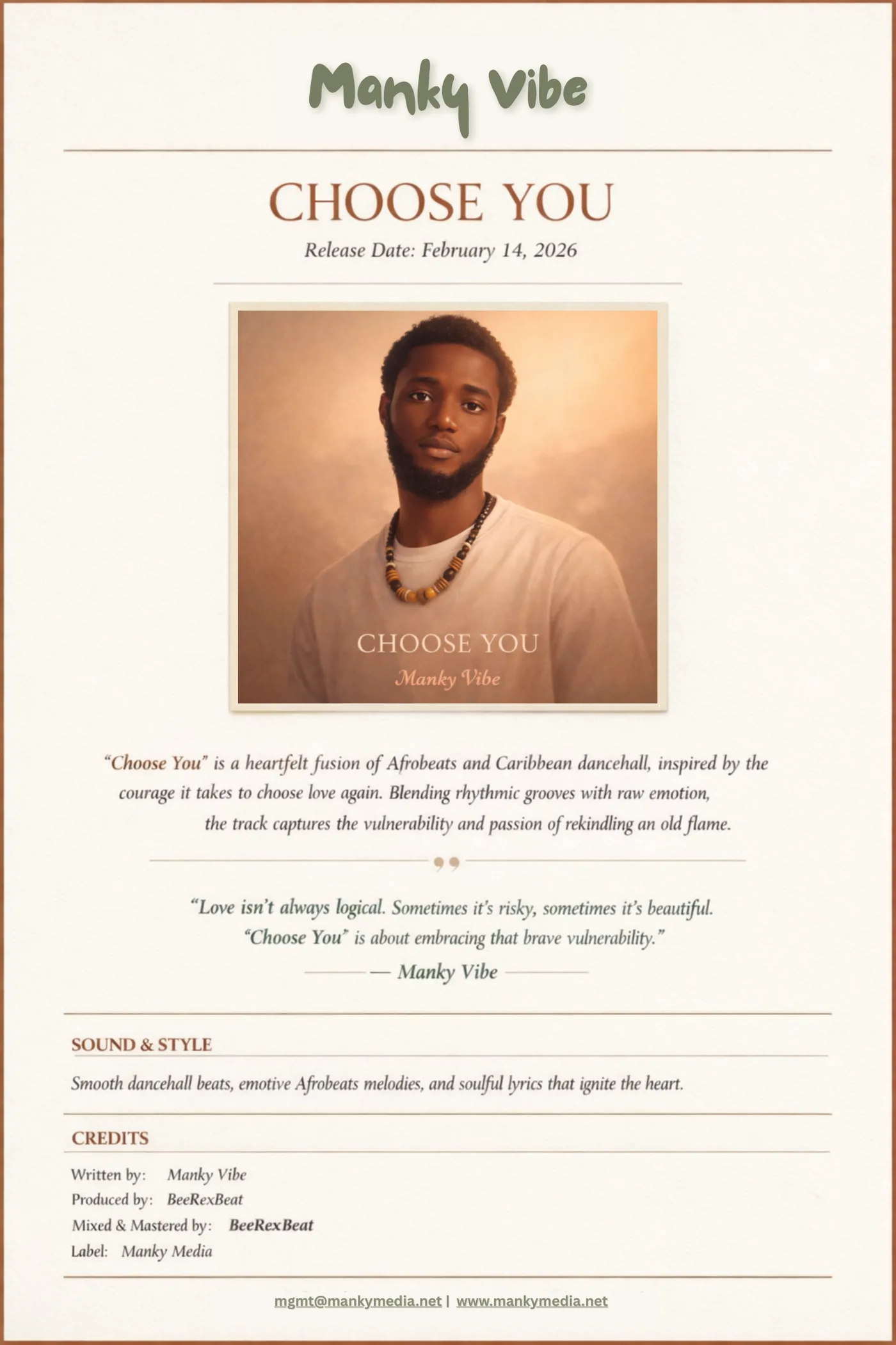 Choose You one-sheet EPK preview by Manky Media